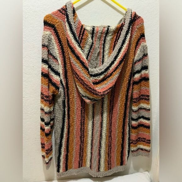 EASEL Tunic-Like V-Neck Lightweight Knit Sweater Top Hoodie Kangaroo Pocket - Picture 2 of 10